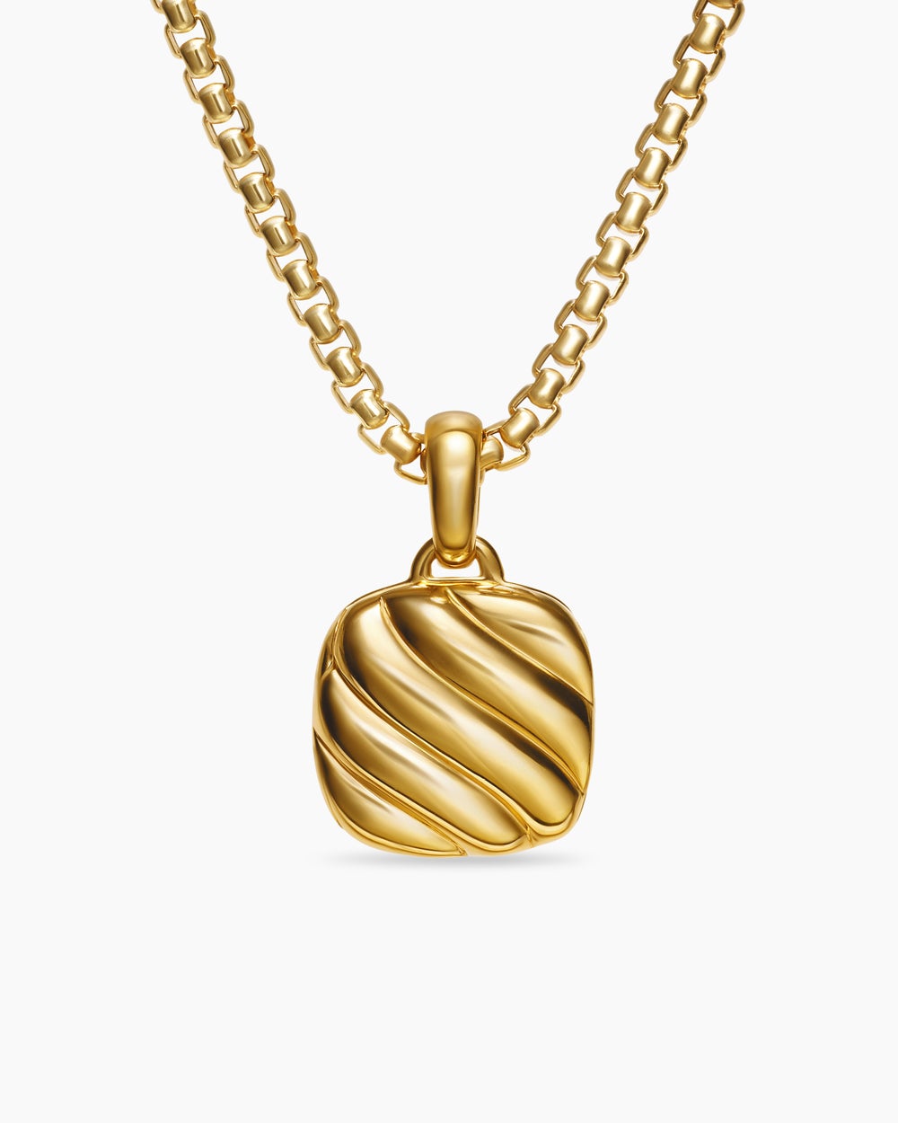 Womens Sculpted Cable Square Locket in 18ct Yellow Gold, 14.5mm