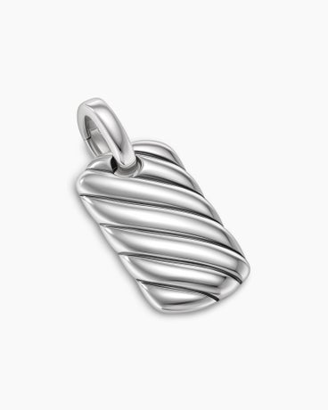 Petite Sculpted Cable Tag in Sterling Silver, 24mm