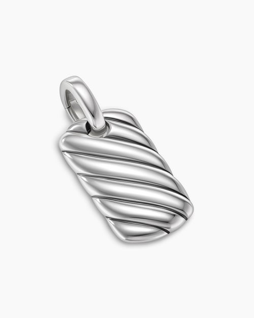 Womens Petite Sculpted Cable Tag in Sterling Silver, 10mm