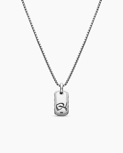 Womens Petite Sculpted Cable Tag in Sterling Silver, 10mm