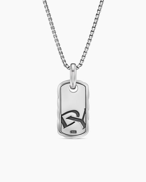 Womens Petite Sculpted Cable Tag in Sterling Silver, 10mm