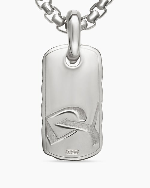 Womens Petite Sculpted Cable Tag in Sterling Silver, 10mm