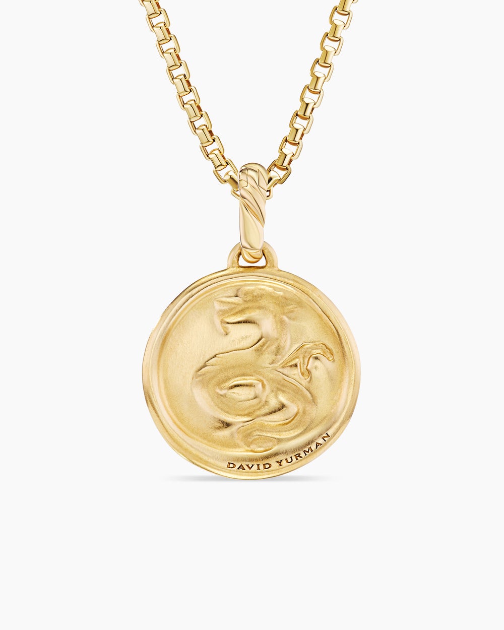 Womens Dragon Amulet in 18ct Yellow Gold with Diamonds, 19mm