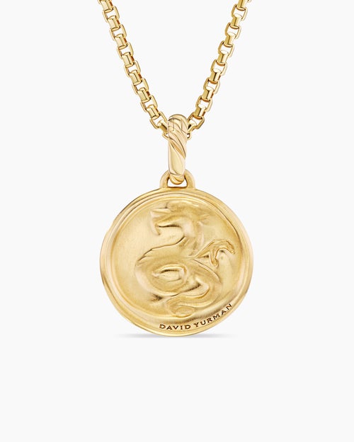 Womens Dragon Amulet in 18K Yellow Gold with Diamonds, 19mm