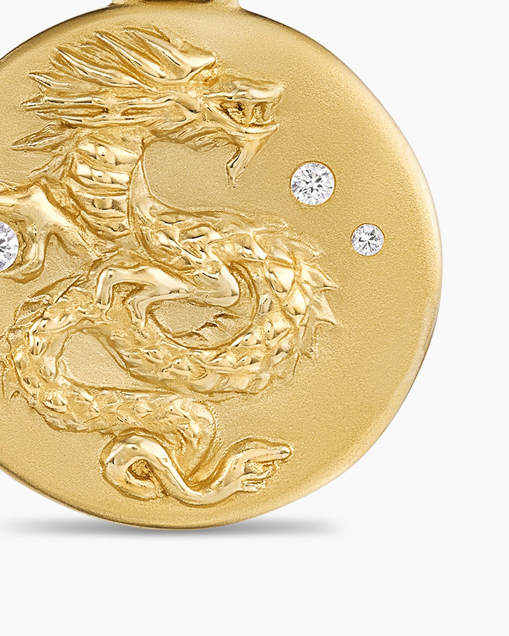 Womens Dragon Amulet in 18ct Yellow Gold with Diamonds, 19mm
