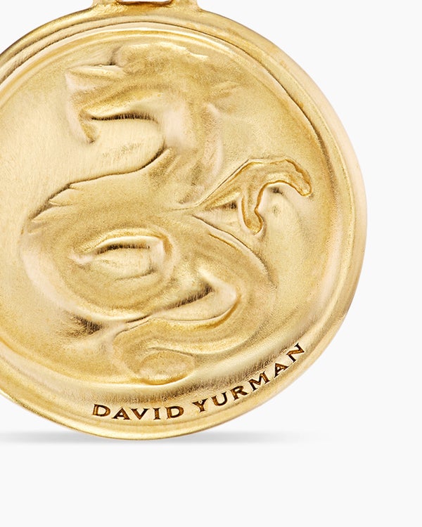 Dragon Amulet in 18K Yellow Gold with Diamonds, 19mm