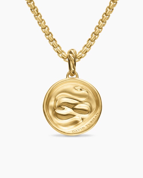Womens Snake Amulet in 18K Yellow Gold with Diamonds, 18.8mm