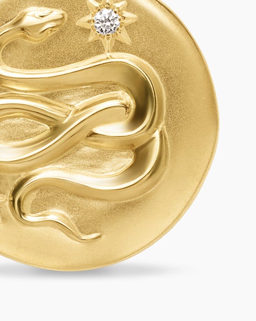 Womens Snake Amulet in 18K Yellow Gold with Diamonds, 18.8mm