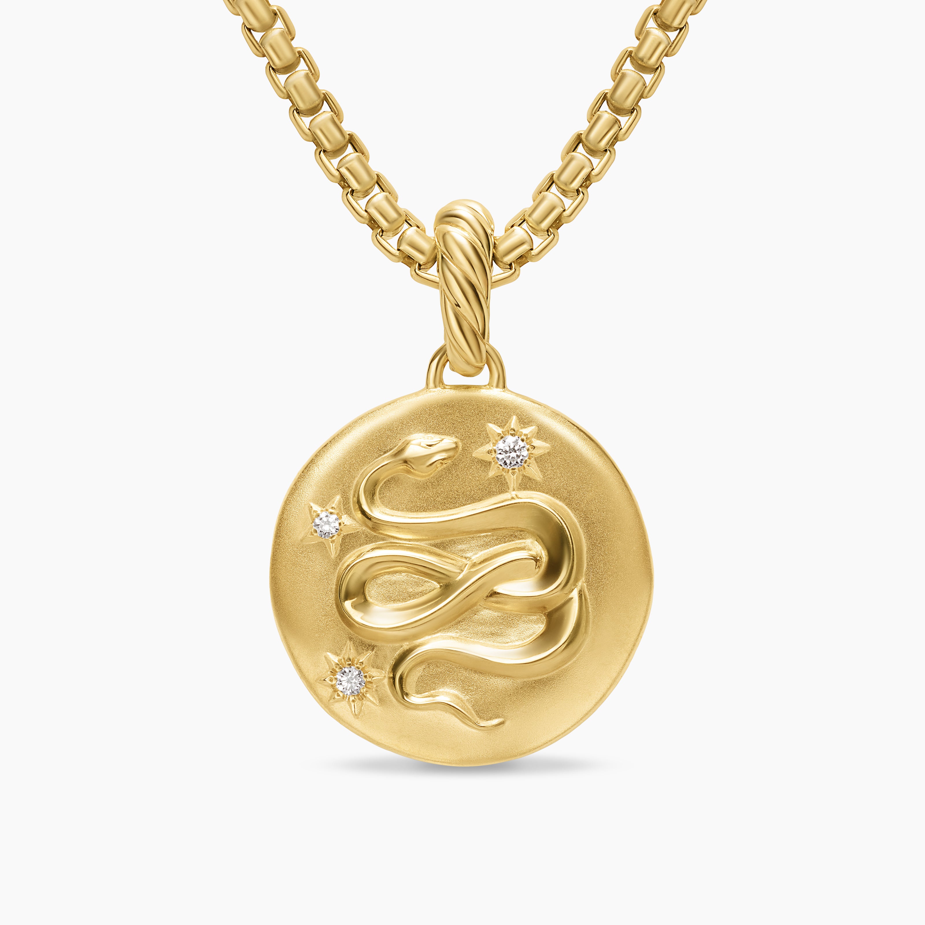 Womens Snake Amulet in 18K Yellow Gold with Diamonds, 18.8mm