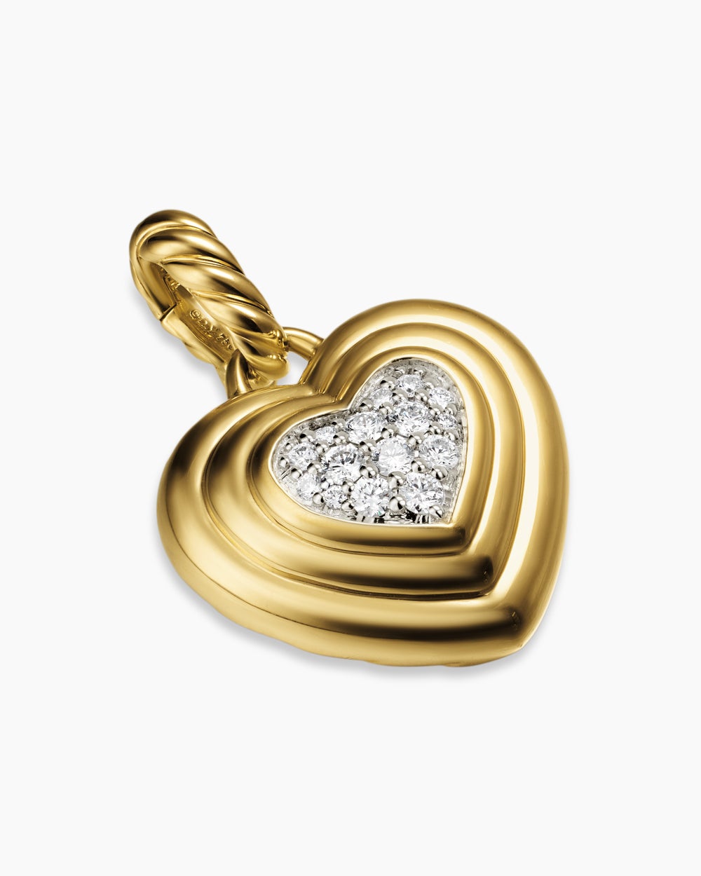 Amulette avec cœur bouffant en or jaune 18 carats avec diamants, 17 mm femmes