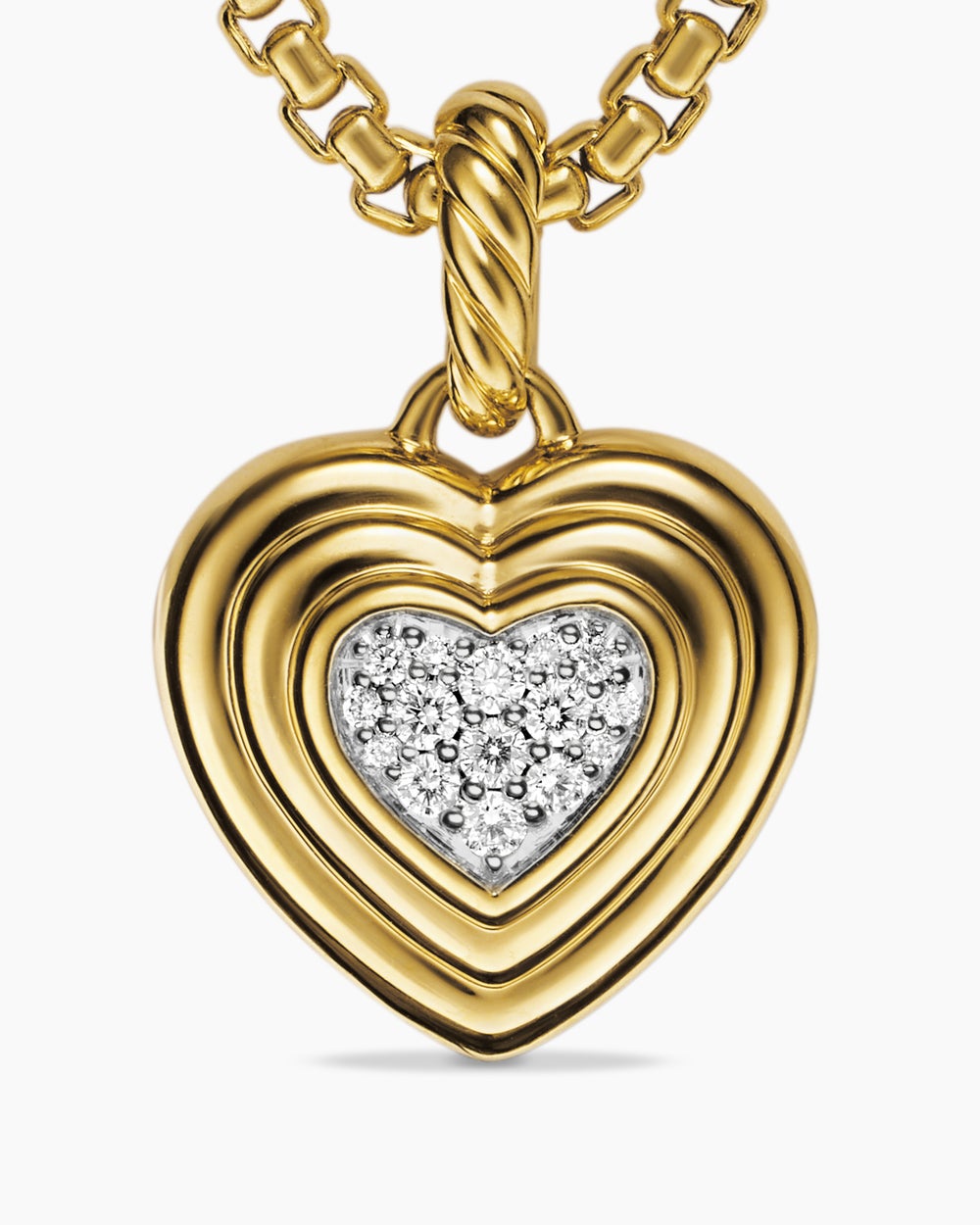 Amulette avec cœur bouffant en or jaune 18 carats avec diamants, 17 mm femmes