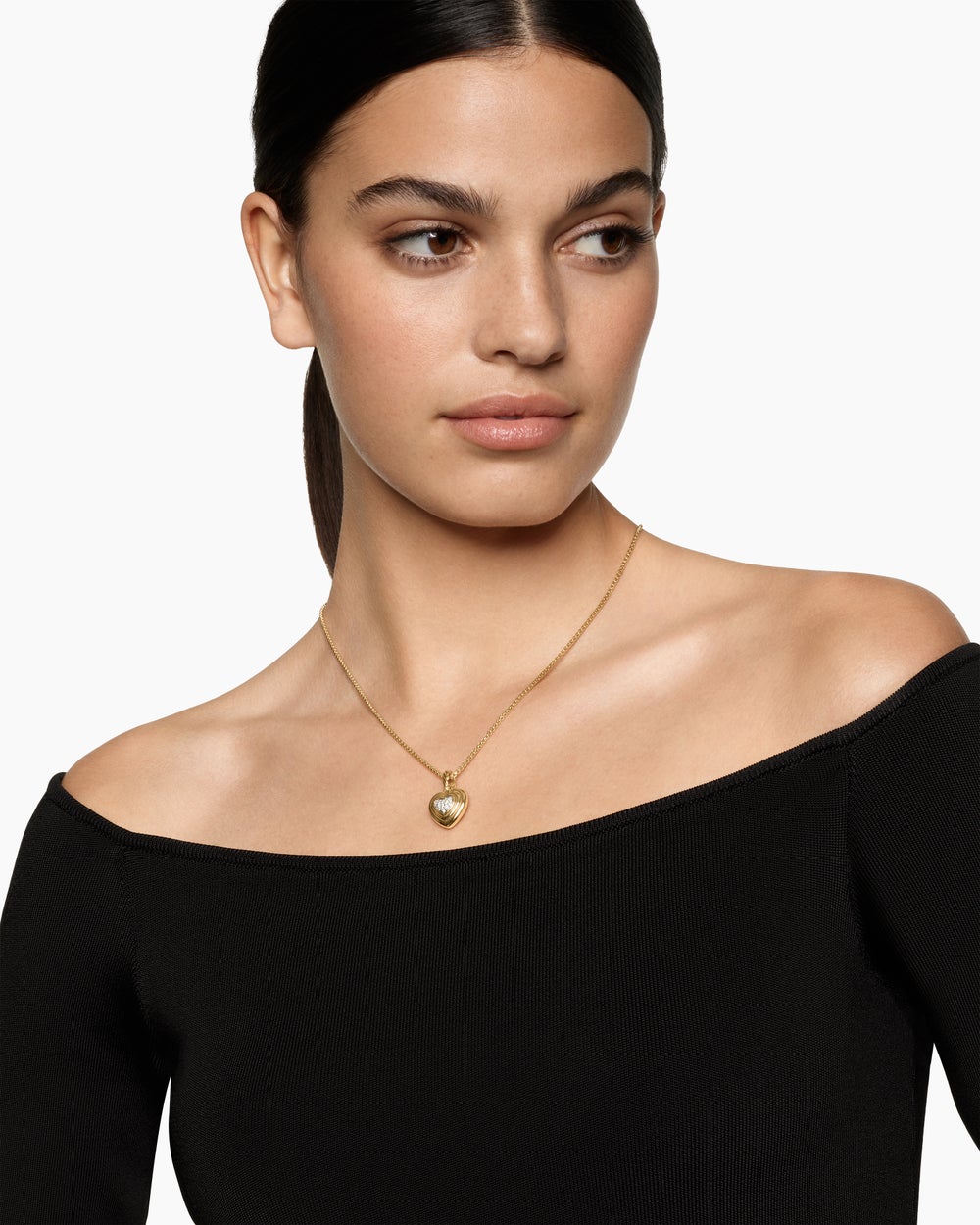 Amulette avec cœur bouffant en or jaune 18 carats avec diamants, 17 mm femmes