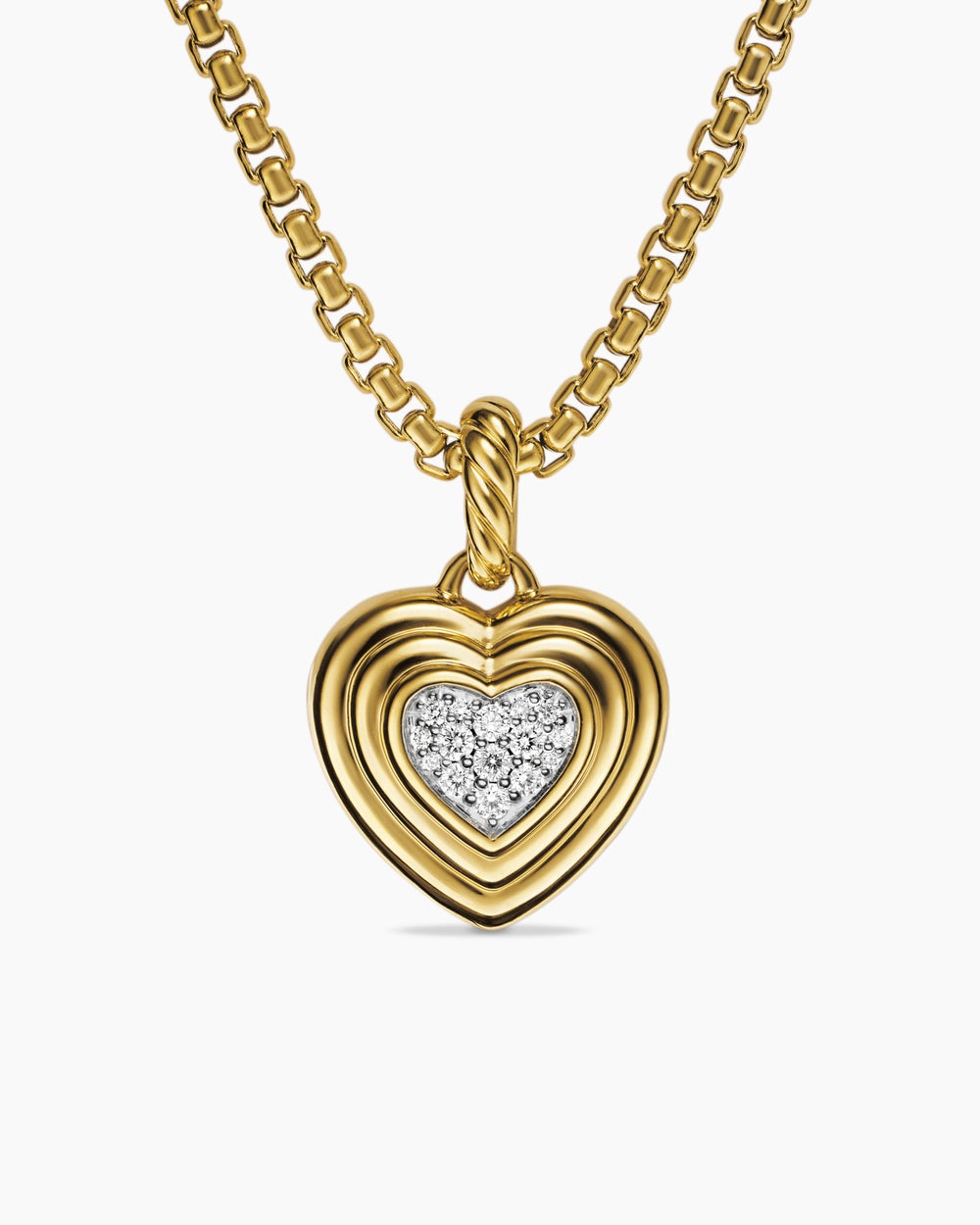 Amulette avec cœur bouffant en or jaune 18 carats avec diamants, 17 mm femmes