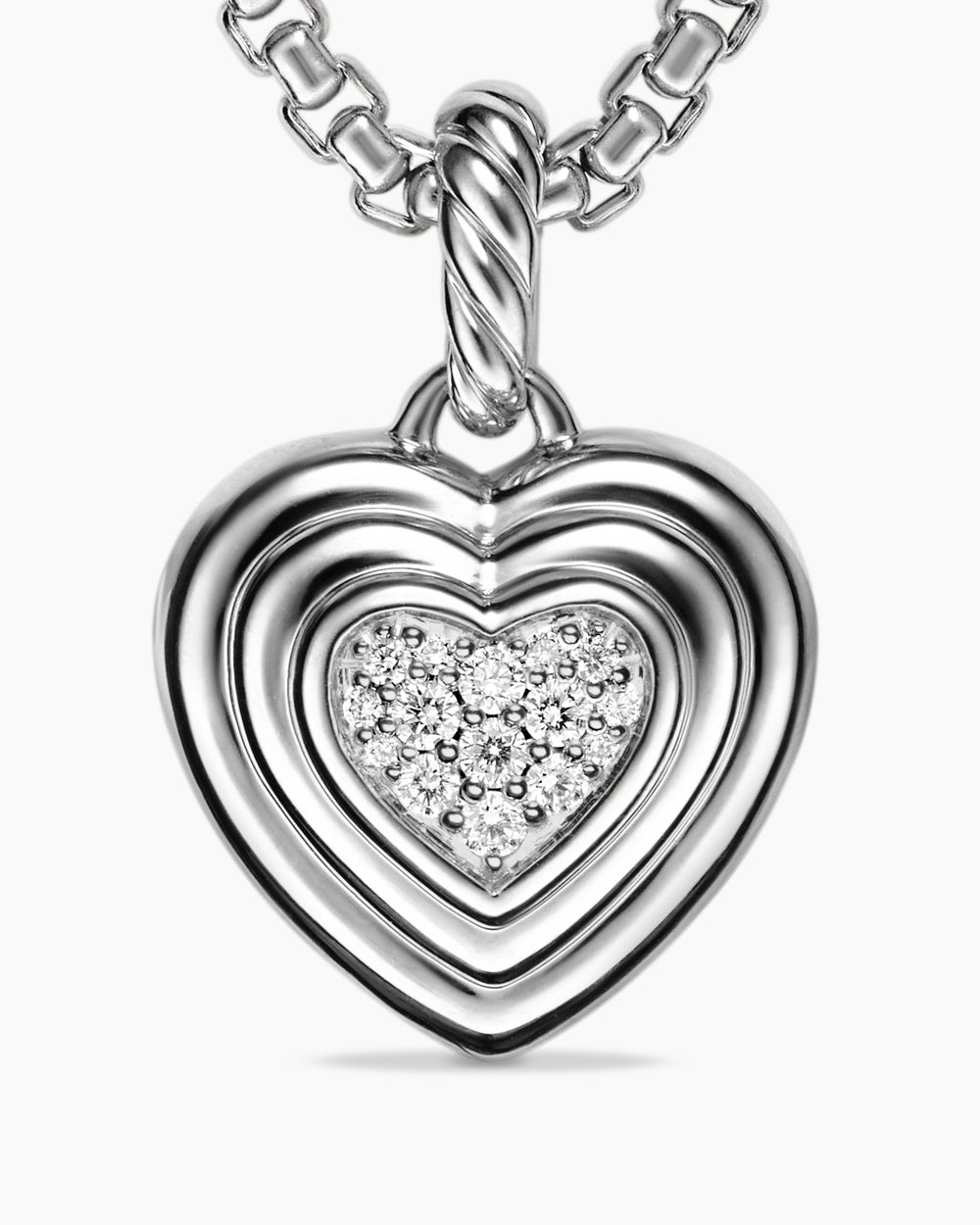 Amulette cœur bouffant en argent sterling avec diamants, 17 mm femmes