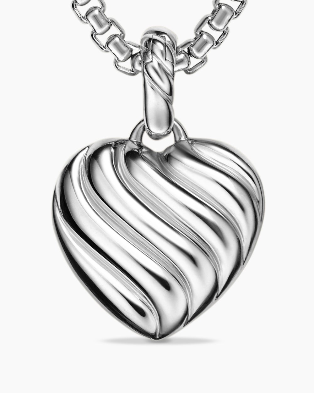 Amulette cœur bouffant en argent sterling avec diamants, 17 mm femmes