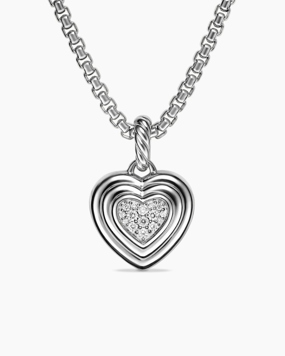 Amulette cœur bouffant en argent sterling avec diamants, 17 mm femmes