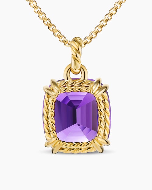 Womens Marbella Pendant in 18K Yellow Gold with Amethyst, 22mm