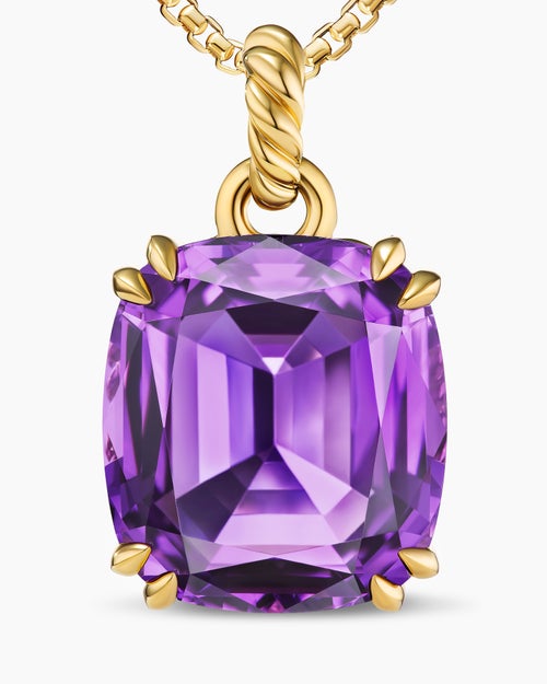 Womens Marbella Pendant in 18K Yellow Gold with Amethyst, 22mm