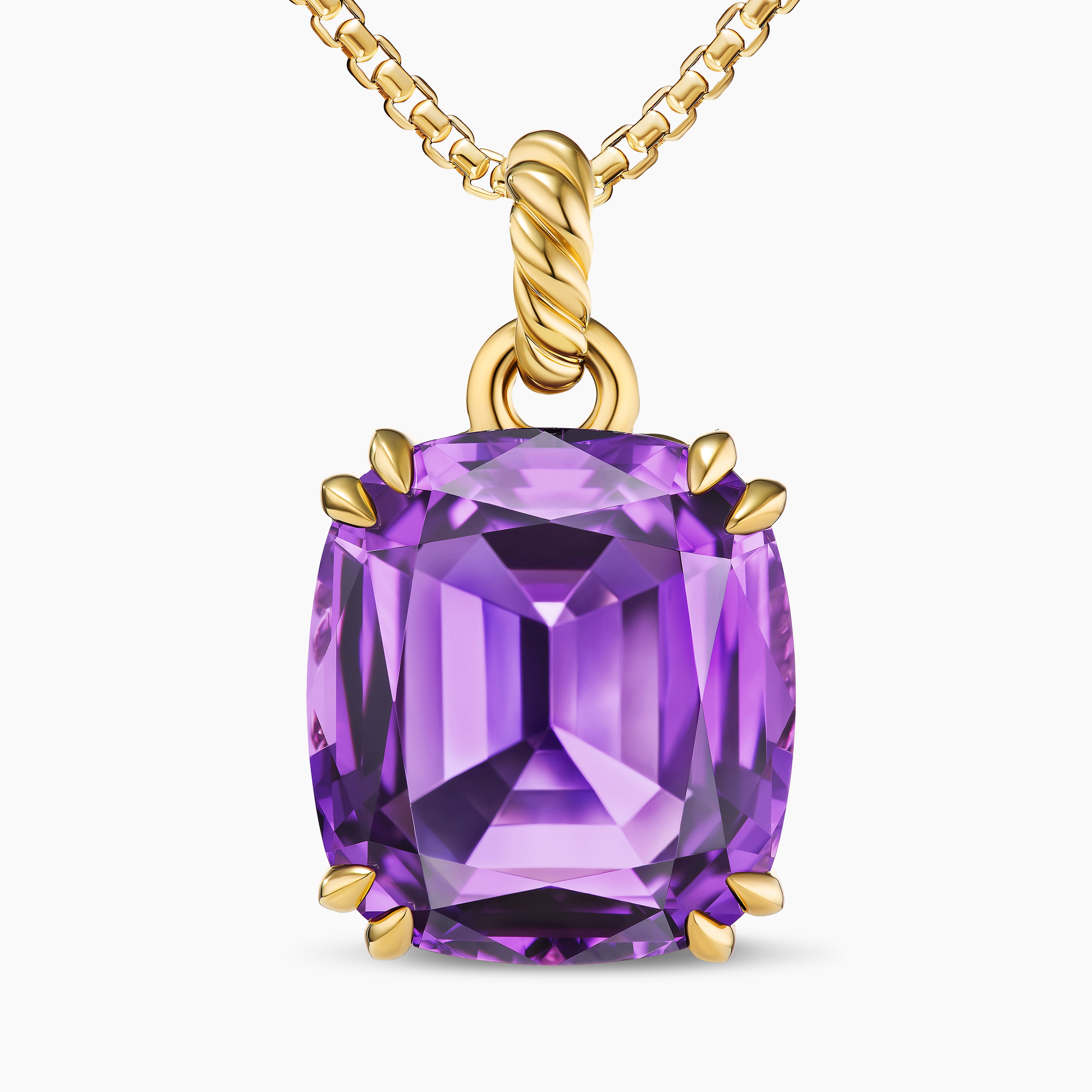 Womens Marbella Pendant in 18K Yellow Gold with Amethyst, 22mm