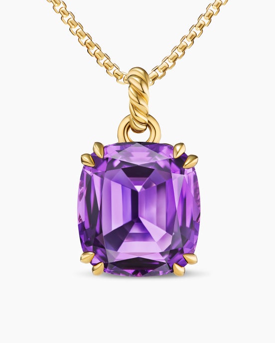 Pendentif Marbella en or jaune 18 carats avec améthyste, 22 mm