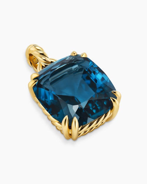 Womens Marbella Pendant in 18ct Yellow Gold with Hampton Blue Topaz, 22mm