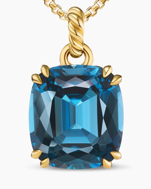 Womens Marbella Pendant in 18ct Yellow Gold with Hampton Blue Topaz, 22mm
