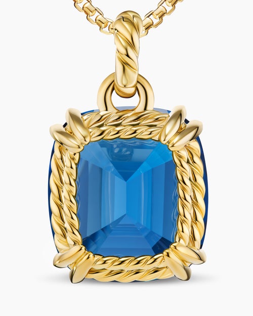 Womens Marbella Pendant in 18ct Yellow Gold with Hampton Blue Topaz, 22mm