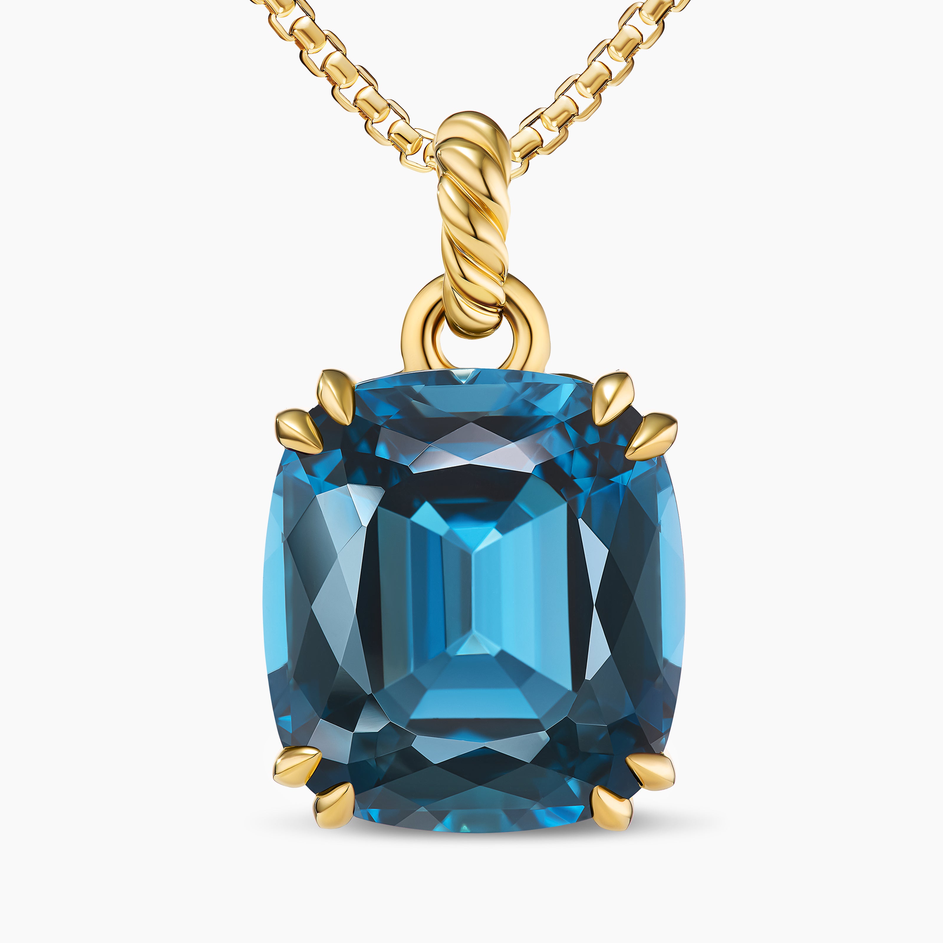 Womens Marbella Pendant in 18K Yellow Gold with Hampton Blue Topaz, 22mm