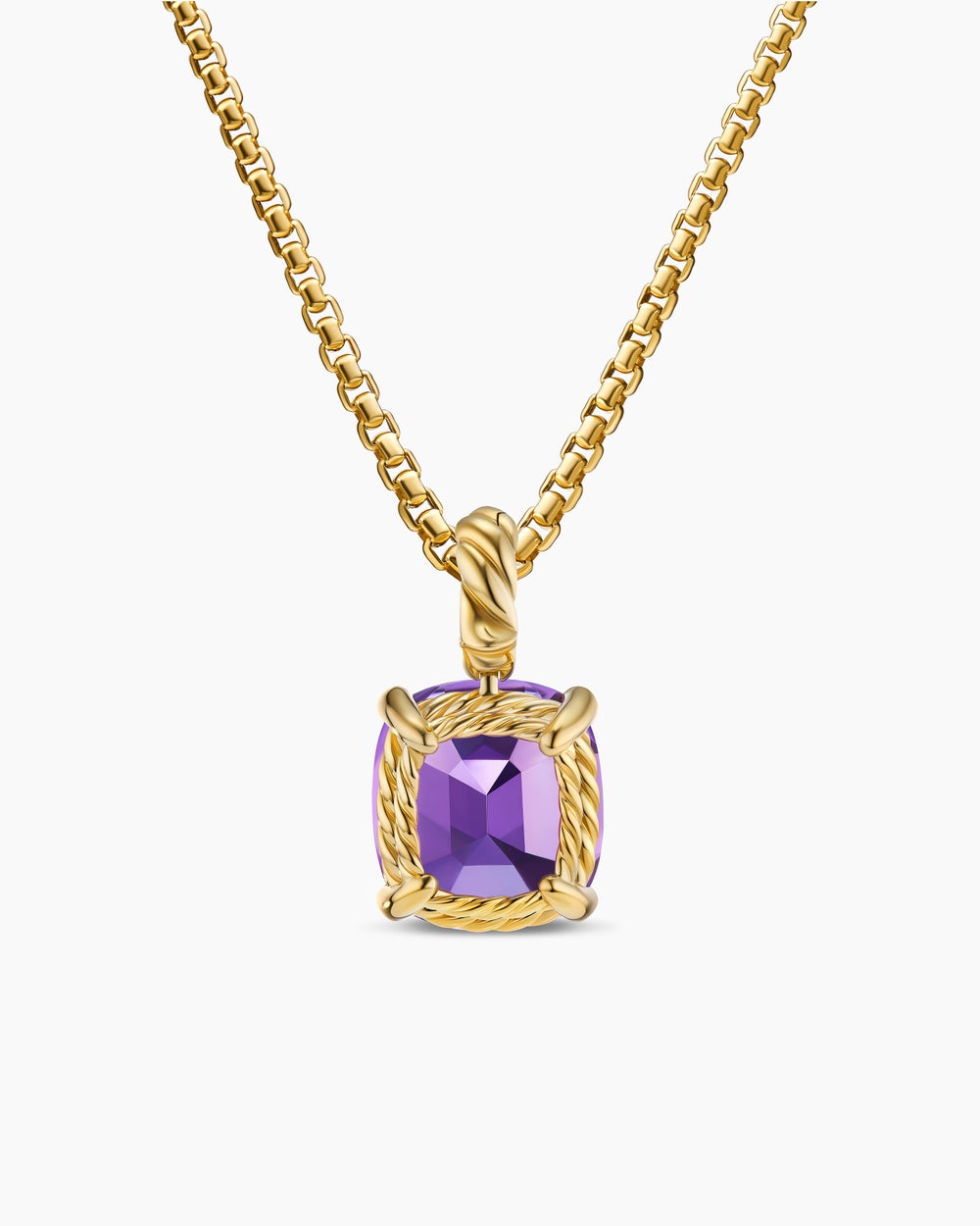 Womens DY Marbella™ Pendant in 18K Yellow Gold with Amethyst, 12mm