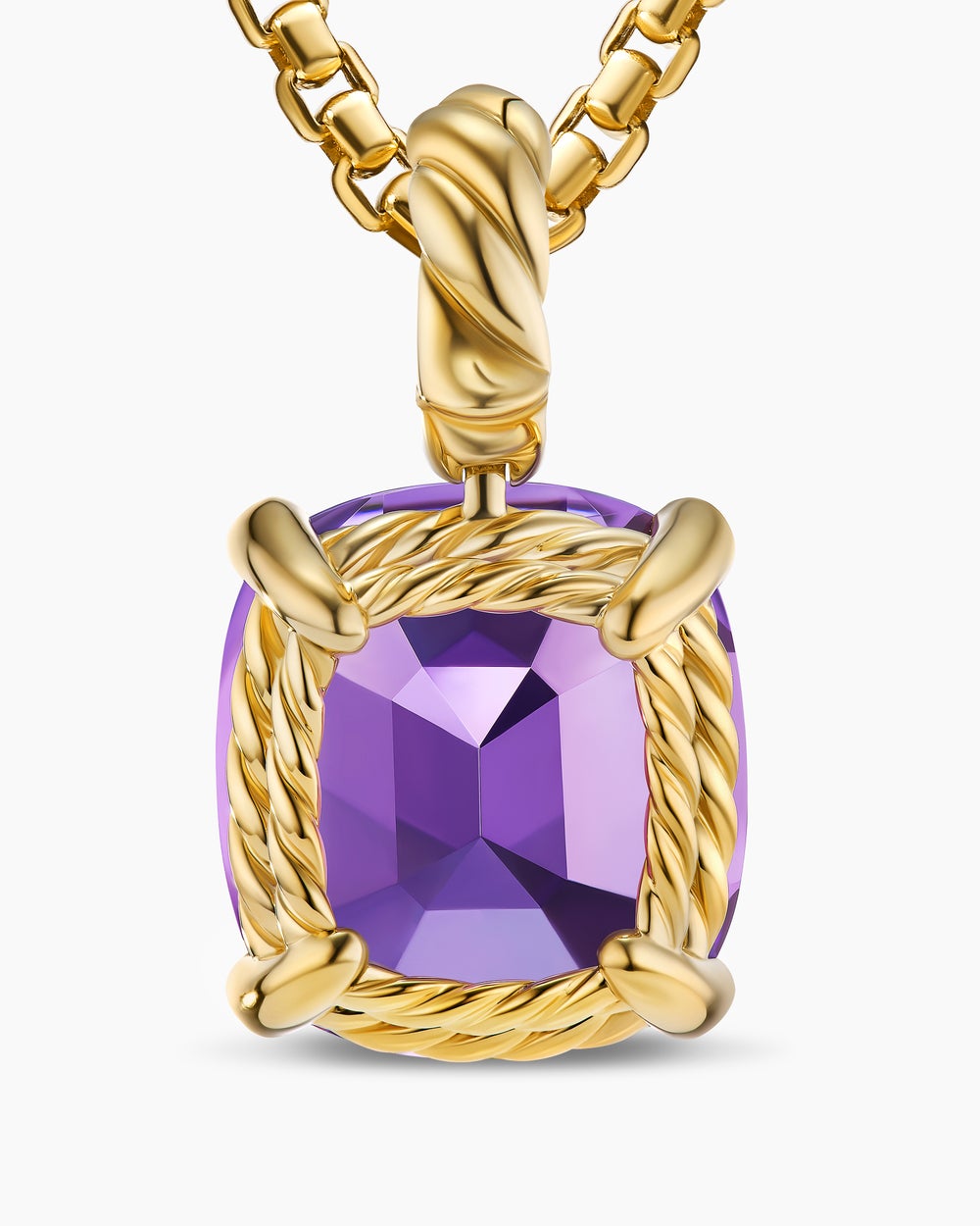 Womens DY Marbella™ Pendant in 18K Yellow Gold with Amethyst, 12mm