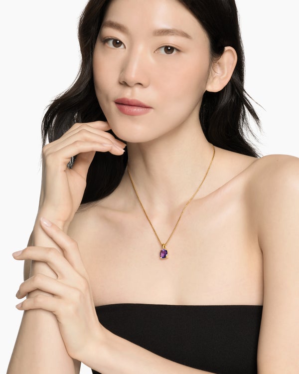 Pendentif Marbella en or jaune 18 carats et améthyste, 12 mm
