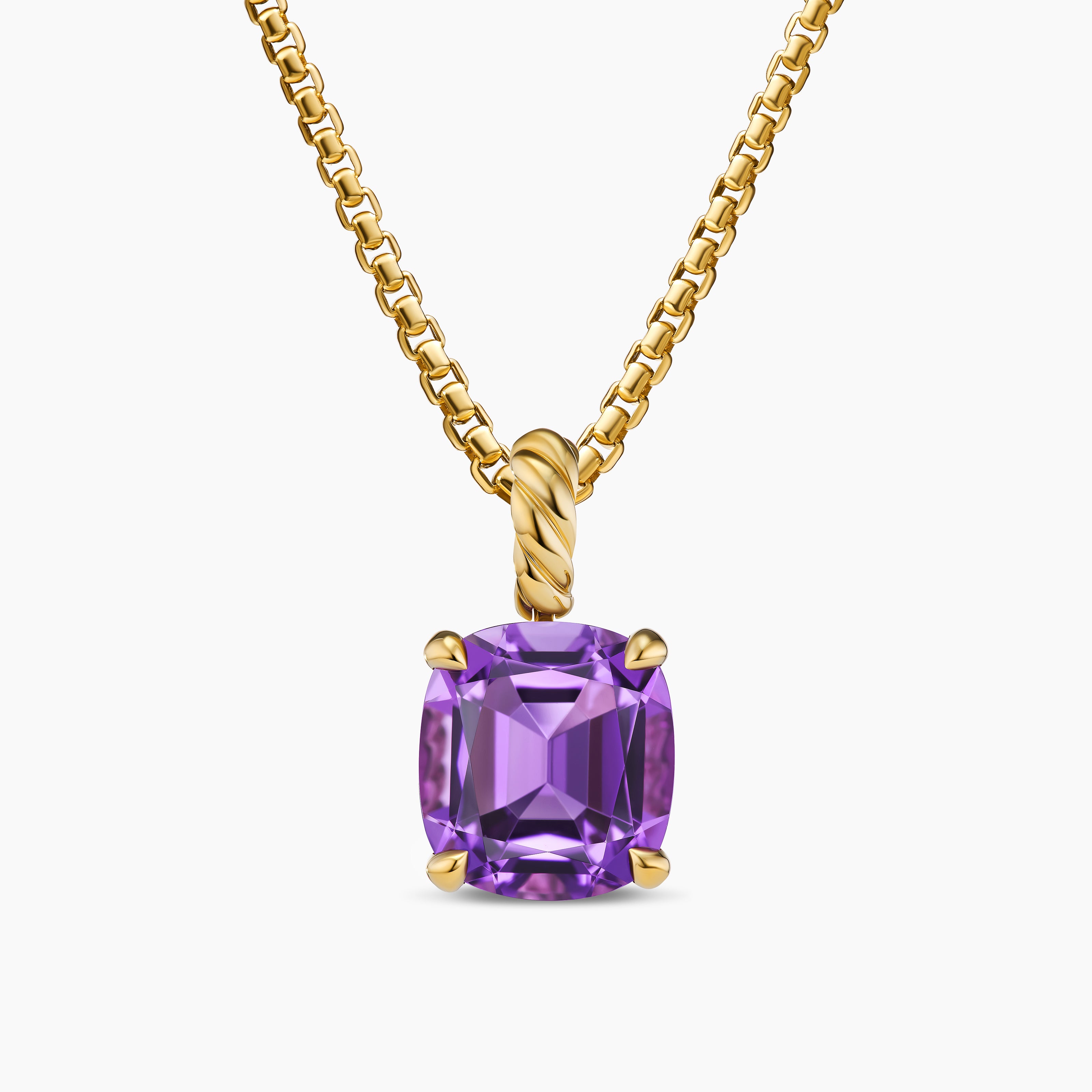 Womens Marbella Pendant in 18K Yellow Gold with Amethyst, 12mm