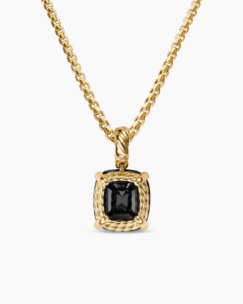Womens Marbella Pendant in 18K Yellow Gold with Black Onyx, 12mm