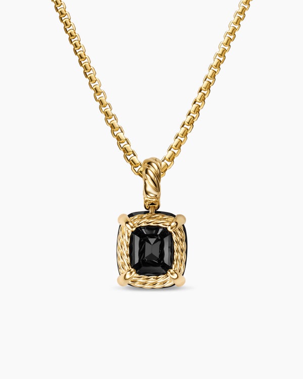 Marbella Pendant in 18K Yellow Gold with Black Onyx, 12mm