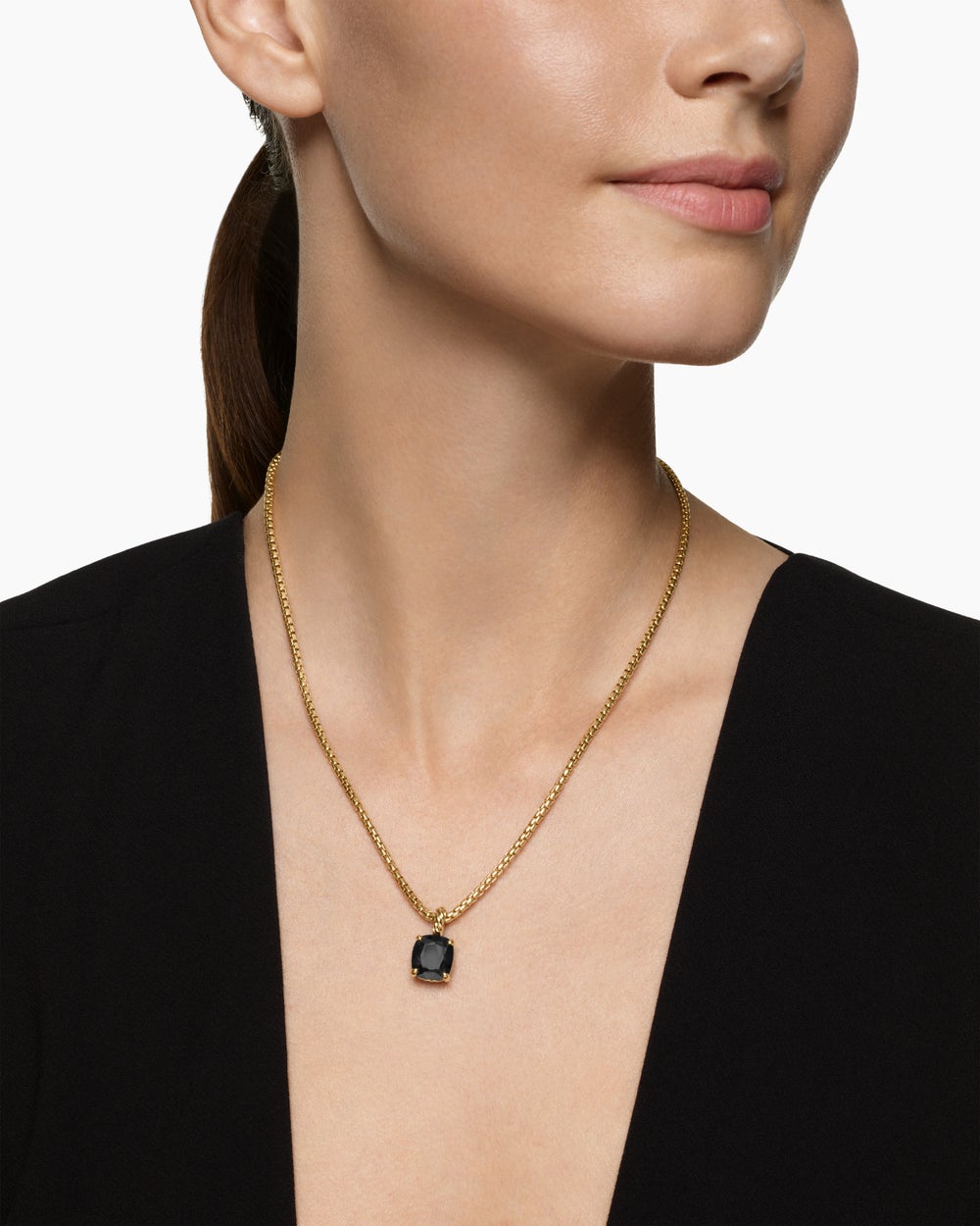 Womens Marbella Pendant in 18K Yellow Gold with Black Onyx, 12mm