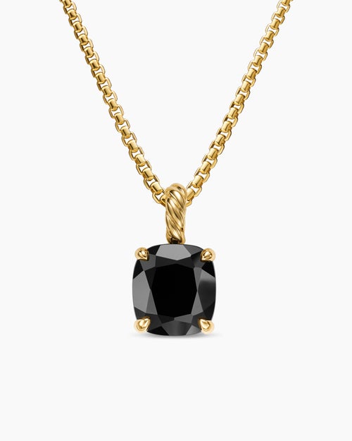 Womens Marbella Pendant in 18K Yellow Gold with Black Onyx, 12mm