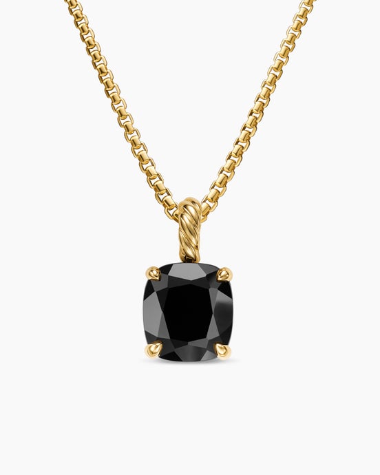 Pendentif Marbella en or jaune 18 carats avec onyx noir, 12 mm