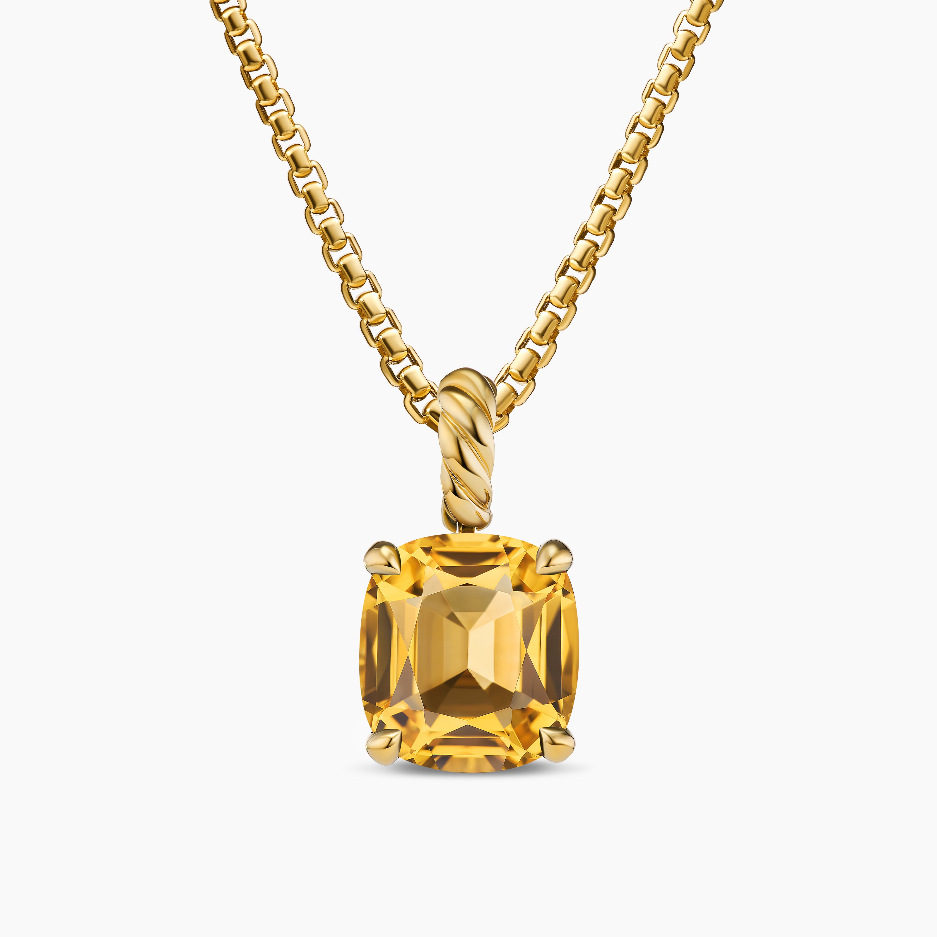 Pendentif Marbella en or jaune 18 carats avec citrine, 12 mm pour femmes 