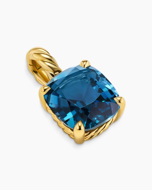 Womens Marbella Pendant in 18K Yellow Gold with Hampton Blue Topaz, 12mm