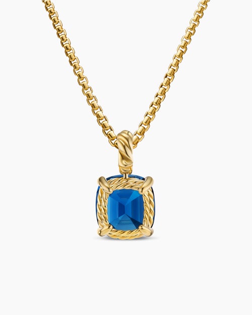 Womens Marbella Pendant in 18K Yellow Gold with Hampton Blue Topaz, 12mm