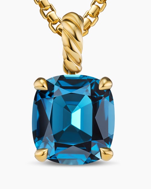 Womens Marbella Pendant in 18K Yellow Gold with Hampton Blue Topaz, 12mm