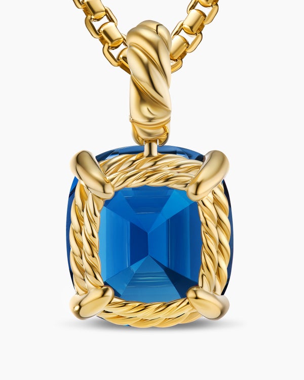 Marbella Pendant in 18K Yellow Gold with Hampton Blue Topaz, 12mm