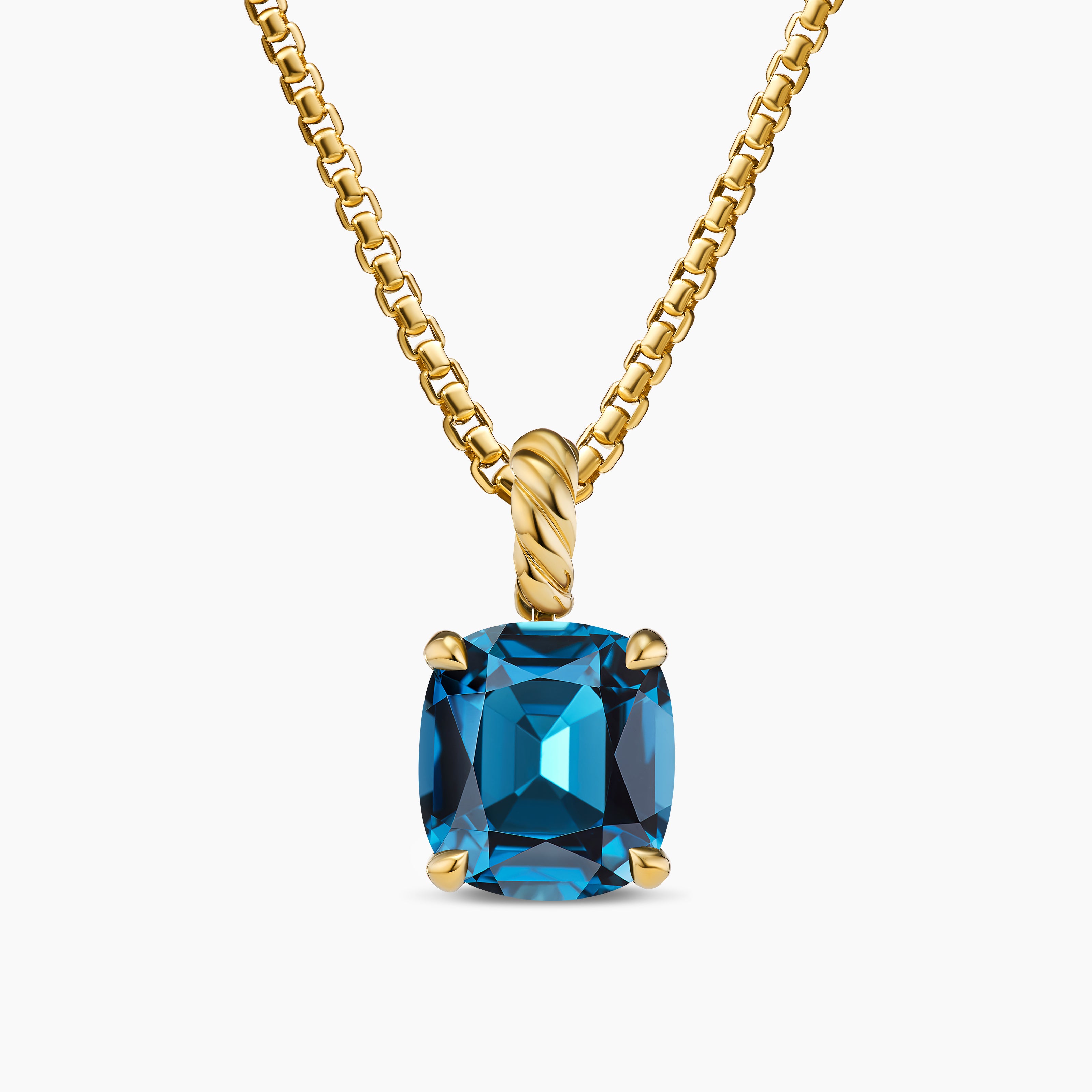 Pendentif Marbella en or jaune 18 carats avec topaze bleue Hampton, 12 mm pour femmes 