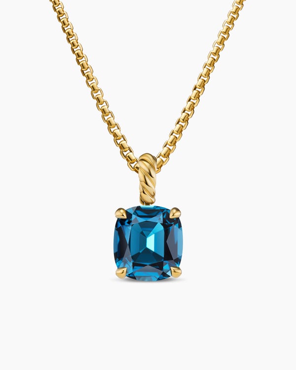 Marbella Pendant in 18K Yellow Gold with Hampton Blue Topaz, 12mm