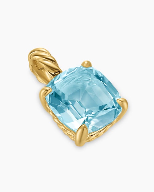 Womens Marbella Pendant in 18ct Yellow Gold with Sky Blue Topaz, 12mm