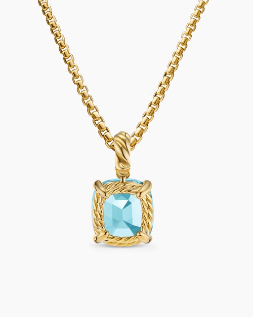 Womens Marbella Pendant in 18ct Yellow Gold with Sky Blue Topaz, 12mm