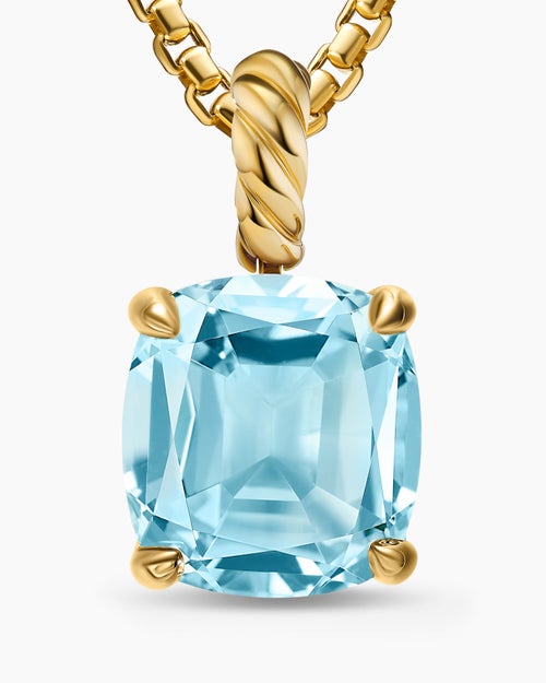 Womens Marbella Pendant in 18ct Yellow Gold with Sky Blue Topaz, 12mm