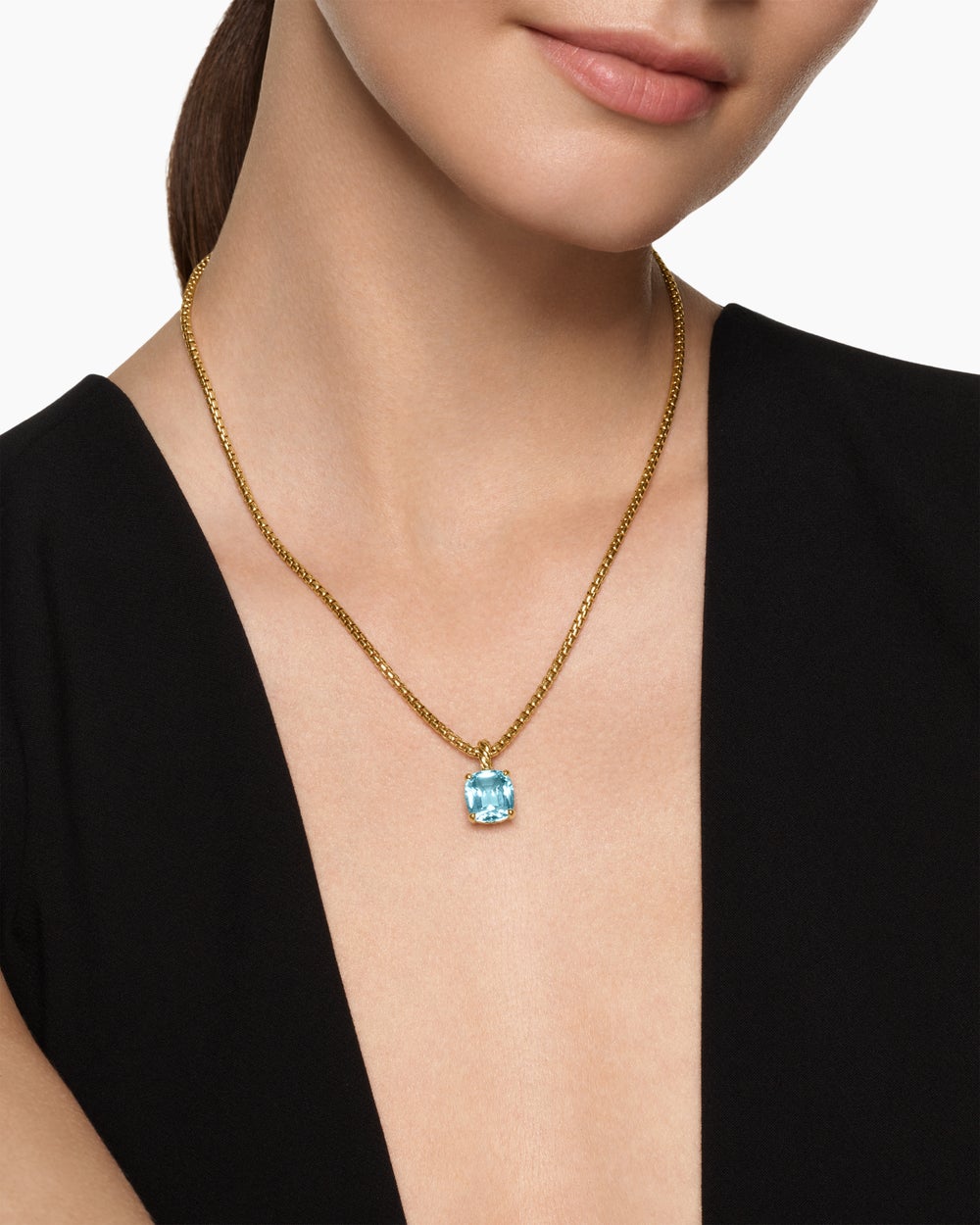 Womens Marbella Pendant in 18K Yellow Gold with Sky Blue Topaz, 12mm