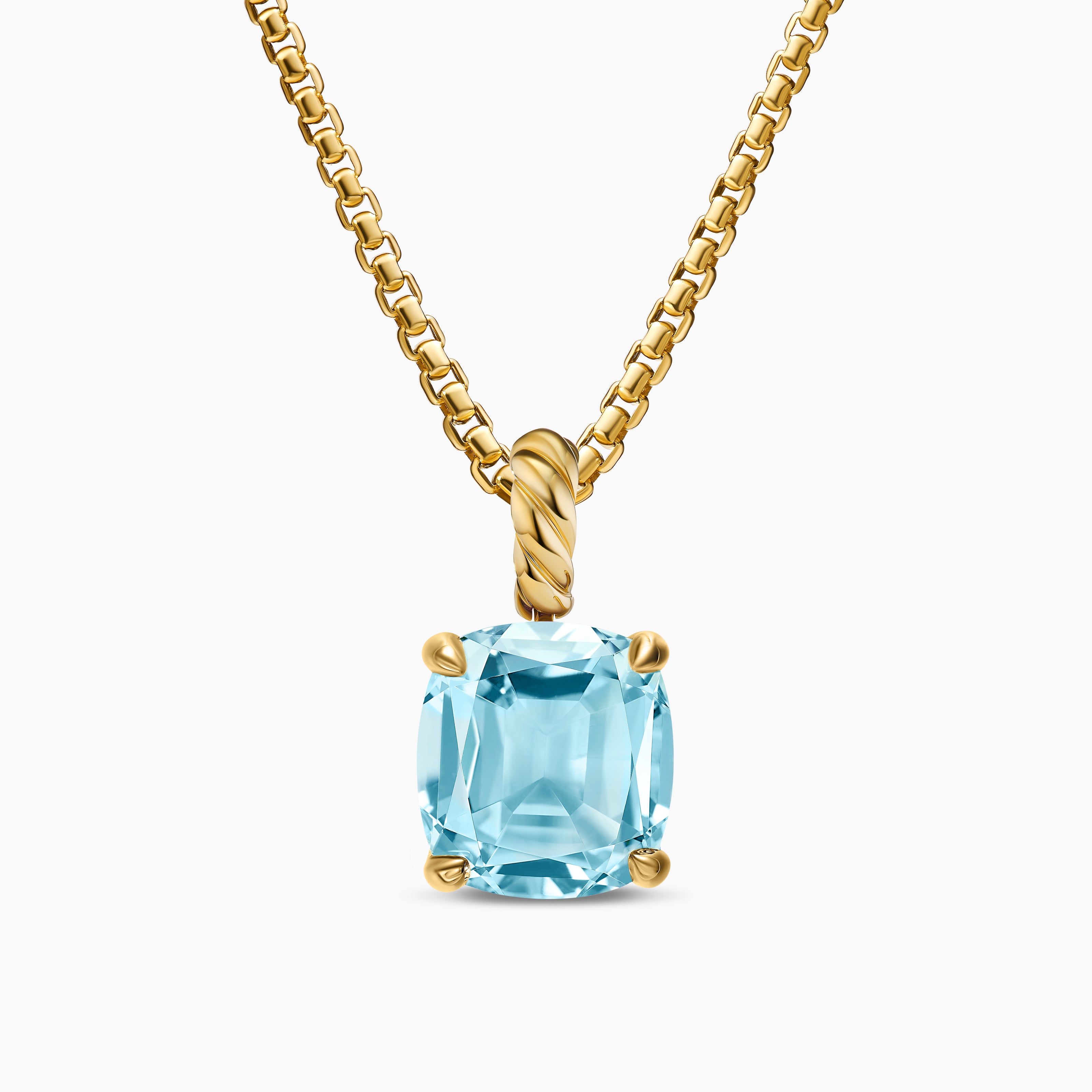 Womens Marbella Pendant in 18K Yellow Gold with Sky Blue Topaz, 12mm