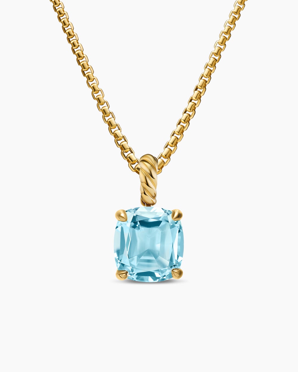 Womens Marbella Pendant in 18K Yellow Gold with Sky Blue Topaz, 12mm